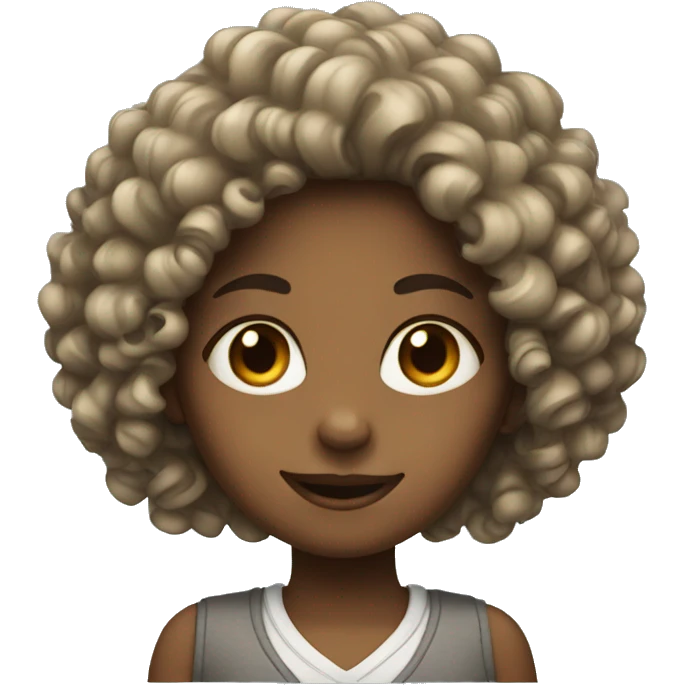Girl with curly hair large emoji
