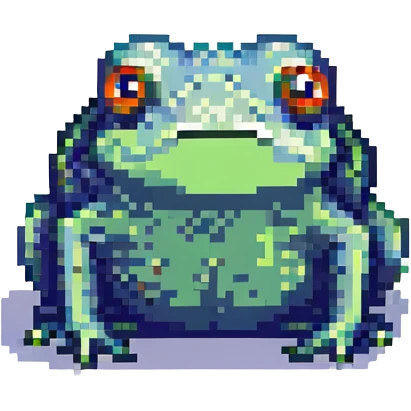 a sad frog pixel art emoji