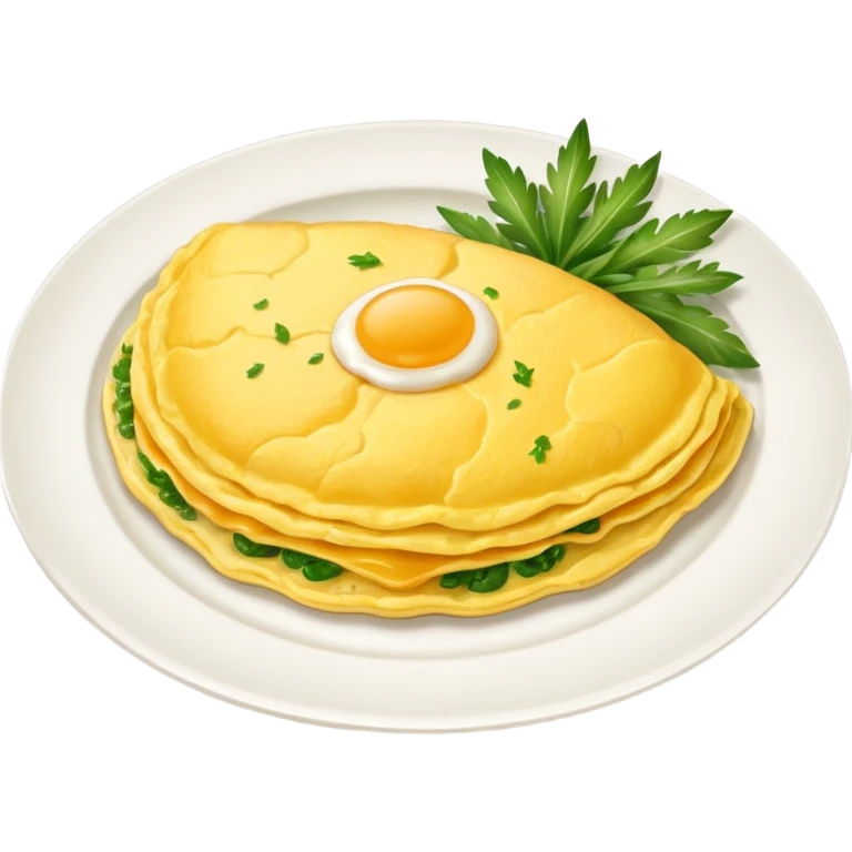 omlette on plate, some garnish on omlette emoji