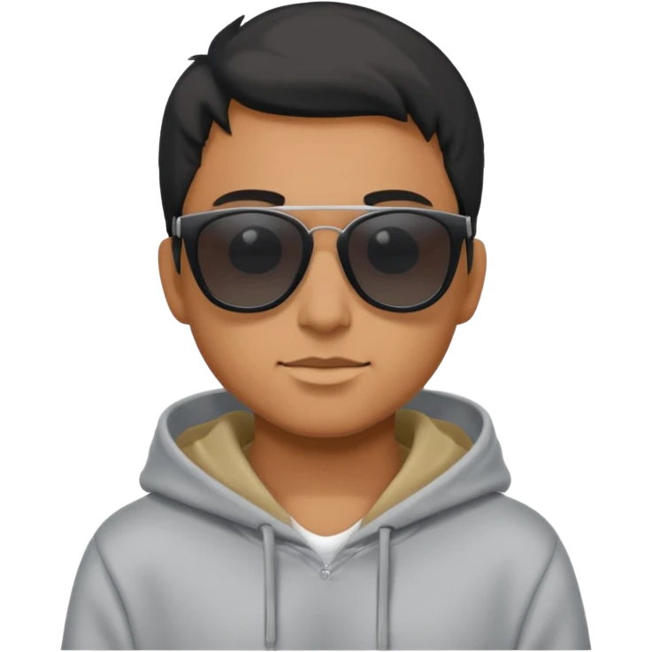 Add sunglasses with black shades and grey hoodie emoji