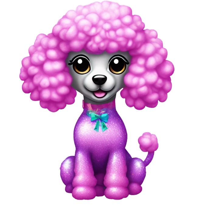 Lisa frank glitter poodle with bows on ears emoji