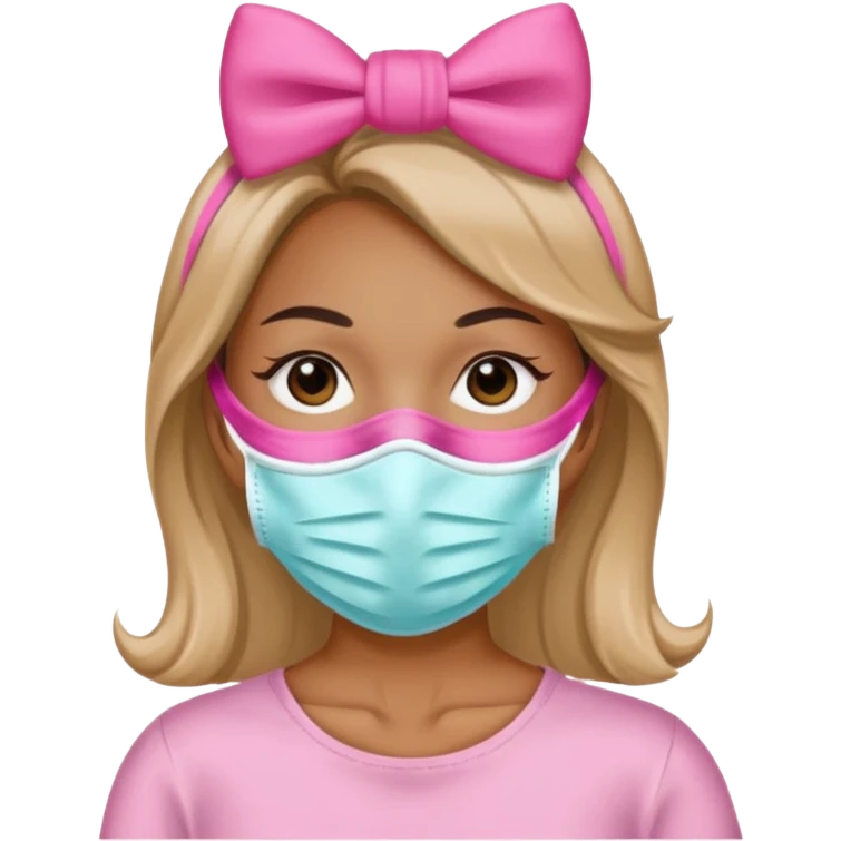 Dentista con un lazo rosa mujer con mascarilla emoji