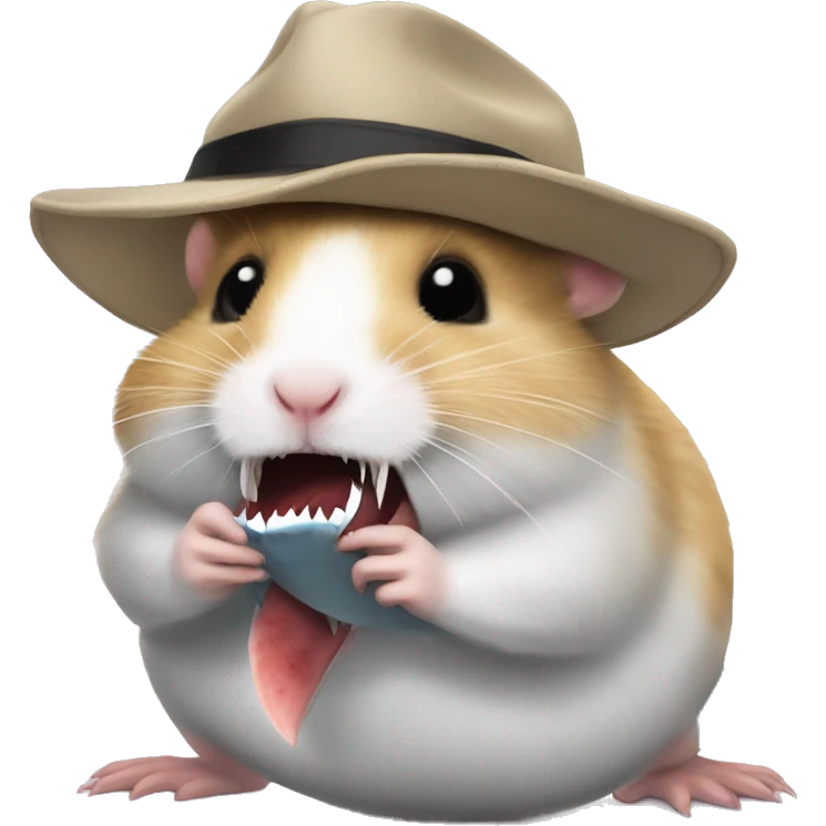 Hamster eat shark and wear hat emoji