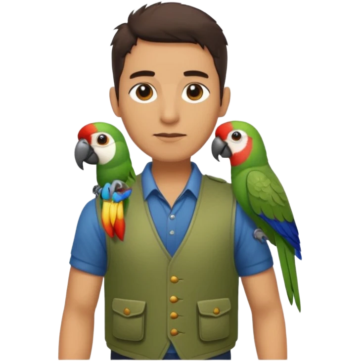 Walker + parrot on shoulder, Pet Walkers, Full body. emoji