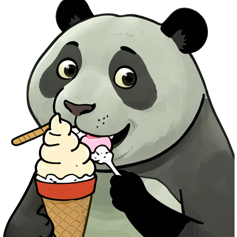 Panda eating ice cream emoji