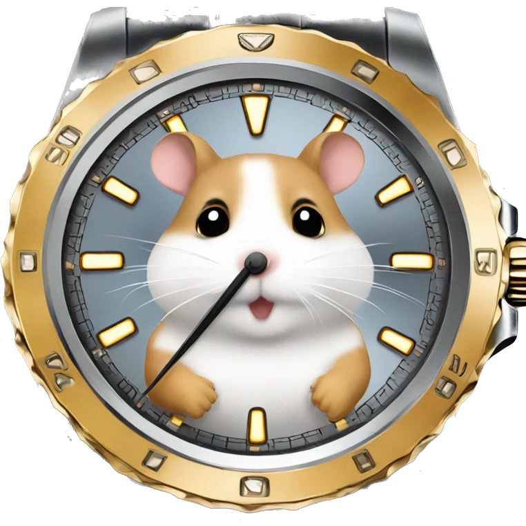 hamster shows what time it is on his rolex watch emoji