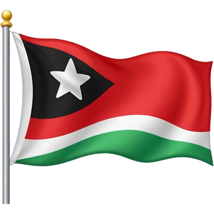A horizontal tricolour flag of red, white, and black; charged with two green stars at the centre. emoji