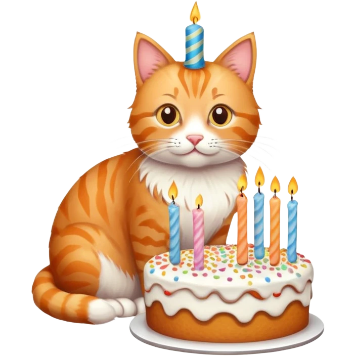 Cat with birthday cake emoji