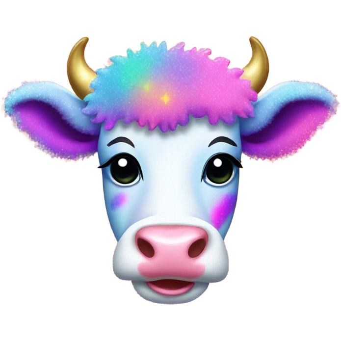 Lisa frank glitter rainbow fluffy cow emoji