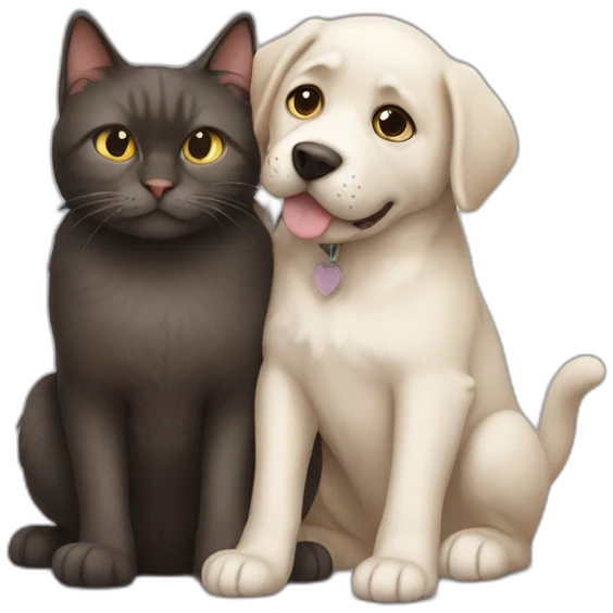 cat and dog hugginh emoji