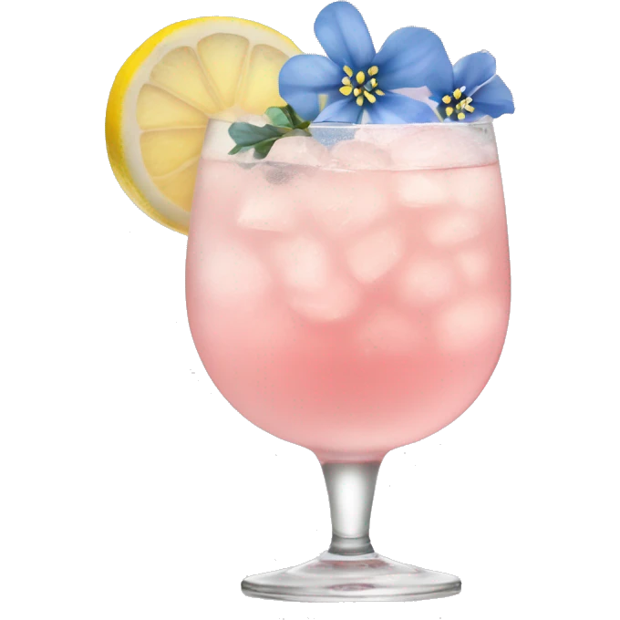 Ice pink lemon large cocktail with blue small flowers  emoji