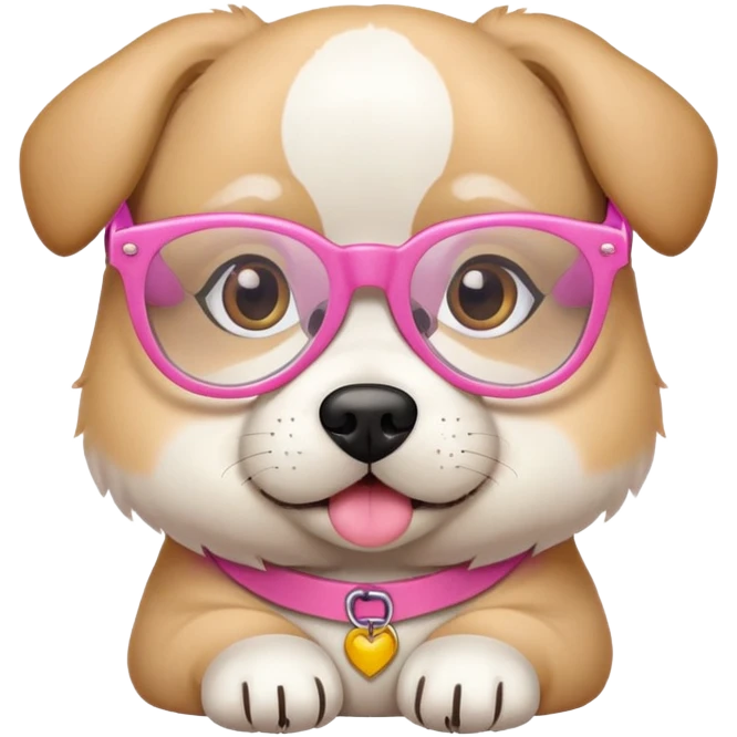 shpitz dog wearing pink glasses emoji