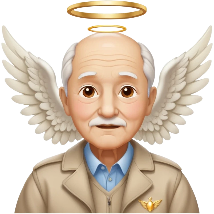 elderly grandfather with angel wings and halo emoji