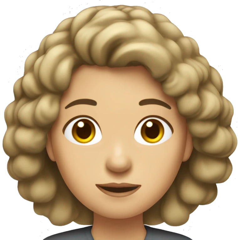 Mujer piel blanca, pelo rizo largo y estudiante  emoji
