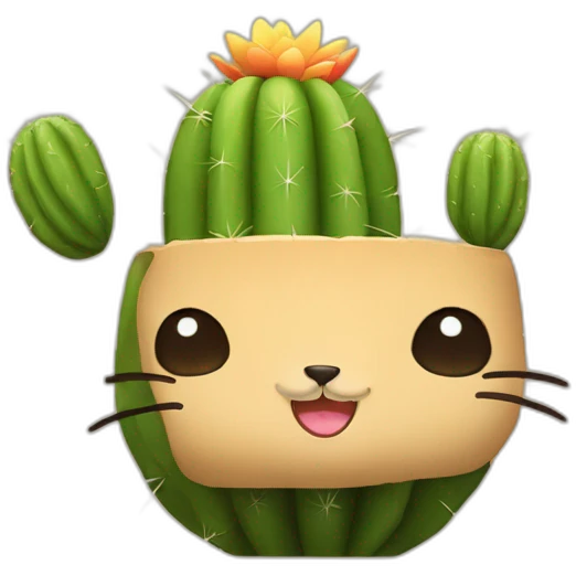 gato cactus feliz emoji