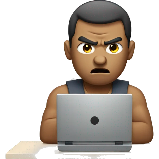 angry man typing emoji
