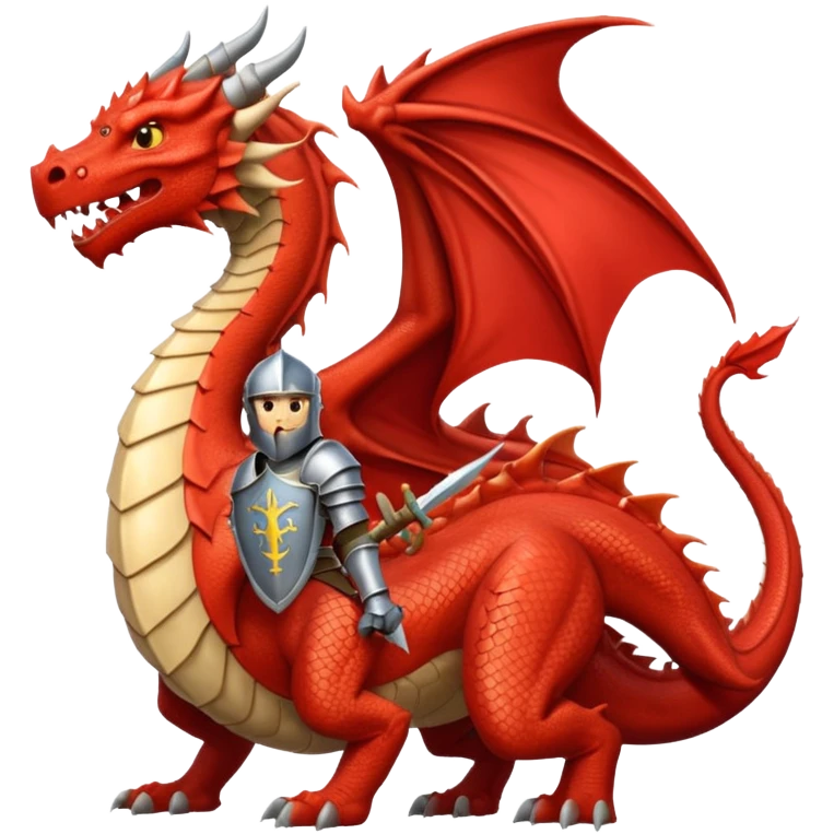 A knight stands in front of a dragon  emoji