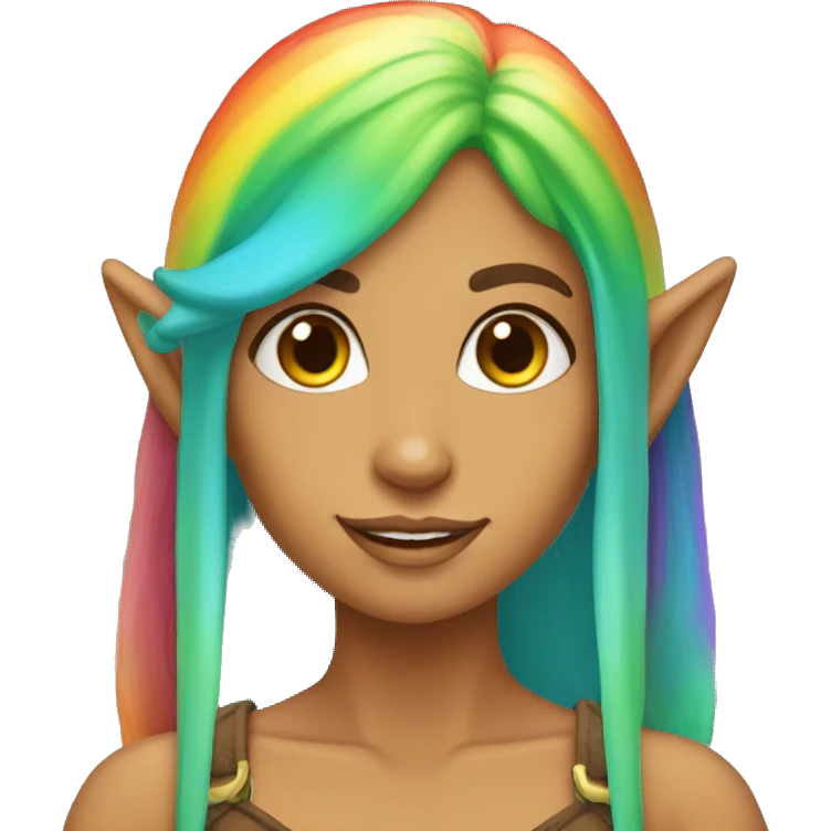 rainbow hair tan elf girl emoji