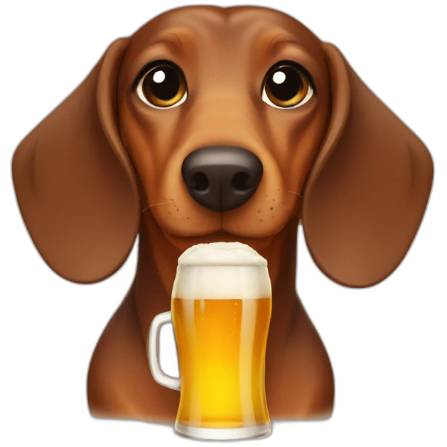 dachshund drinking a beer emoji