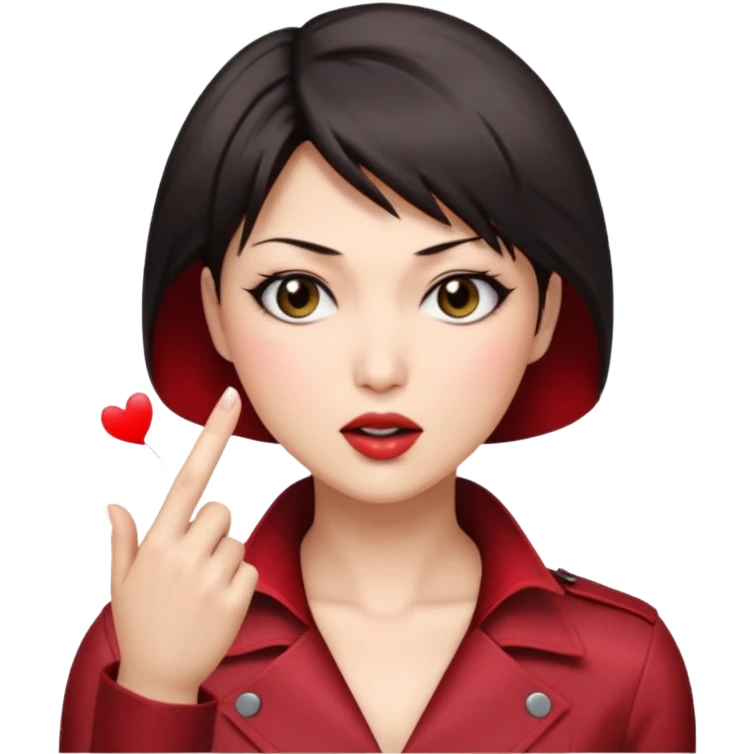 Ada Wong from Resident Evil, winking and blowing a kiss emoji