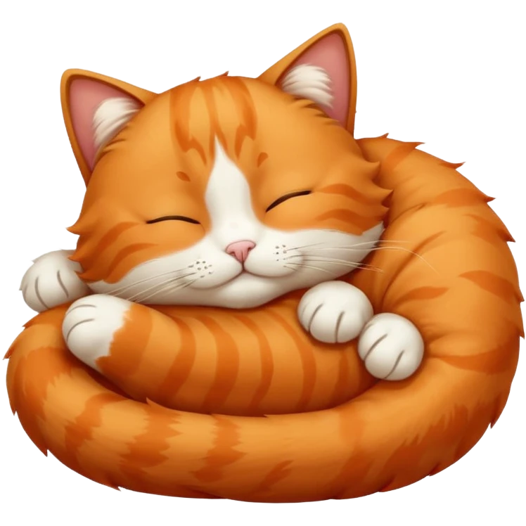 Curled Sleeping Cat orange emoji