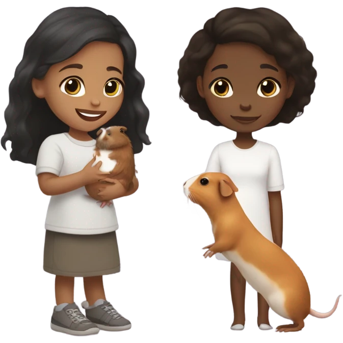 Black Little girl with lighter skin and dark brown hair Feeding a Guinea pig emoji