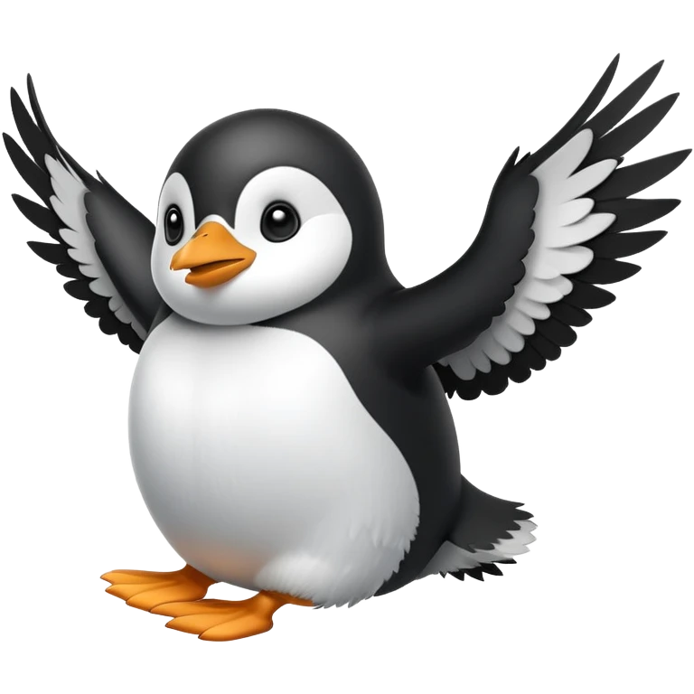 flying penguin with wings spread emoji