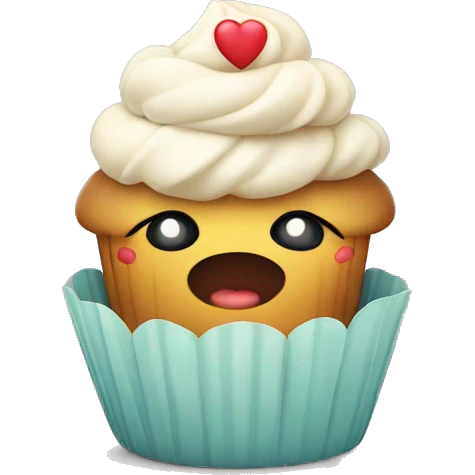 cute cupcake with  hands shaping a heart with its fingers emoji