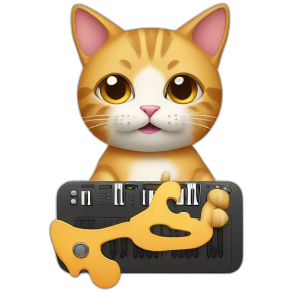 Cat holding a music app emoji