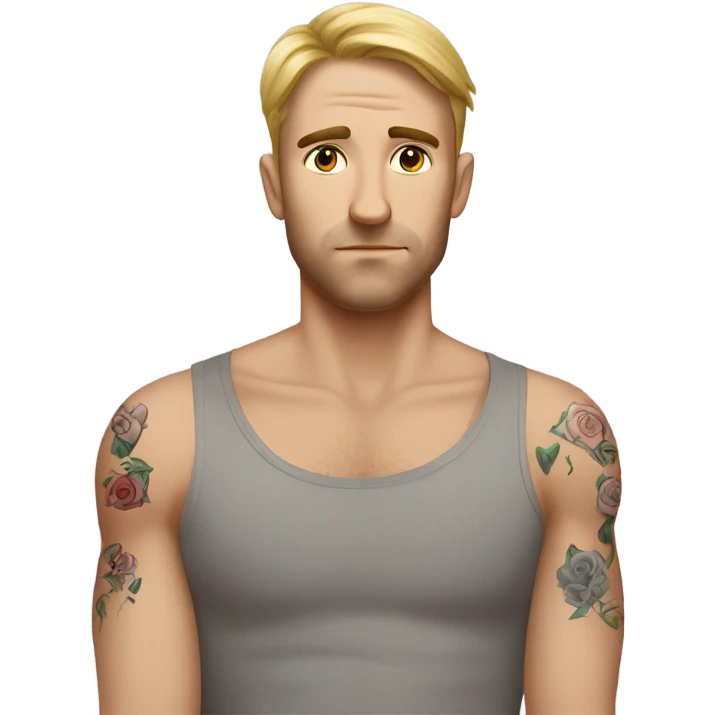 Caucasian depressed man with tattoos emoji