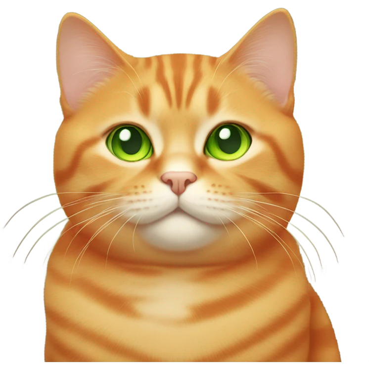 chubby orange cat with green eyes emoji