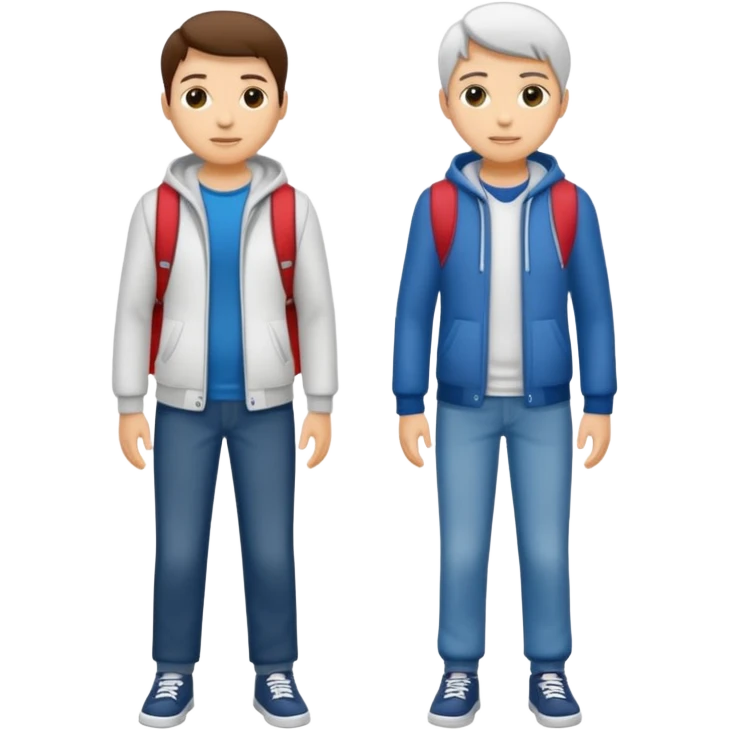 dos estudiantes universitarios cuerpo completo piel blanca  emoji