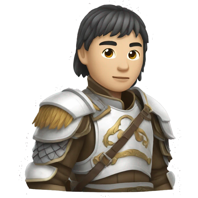 a mongolian soldier  with white skin and leather armor on a horse from the side emoji