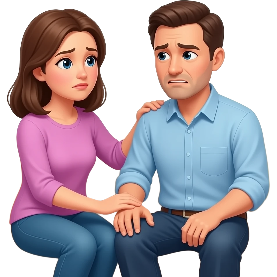 Women  holding hands of her husband to comfort him when he is stressed emoji