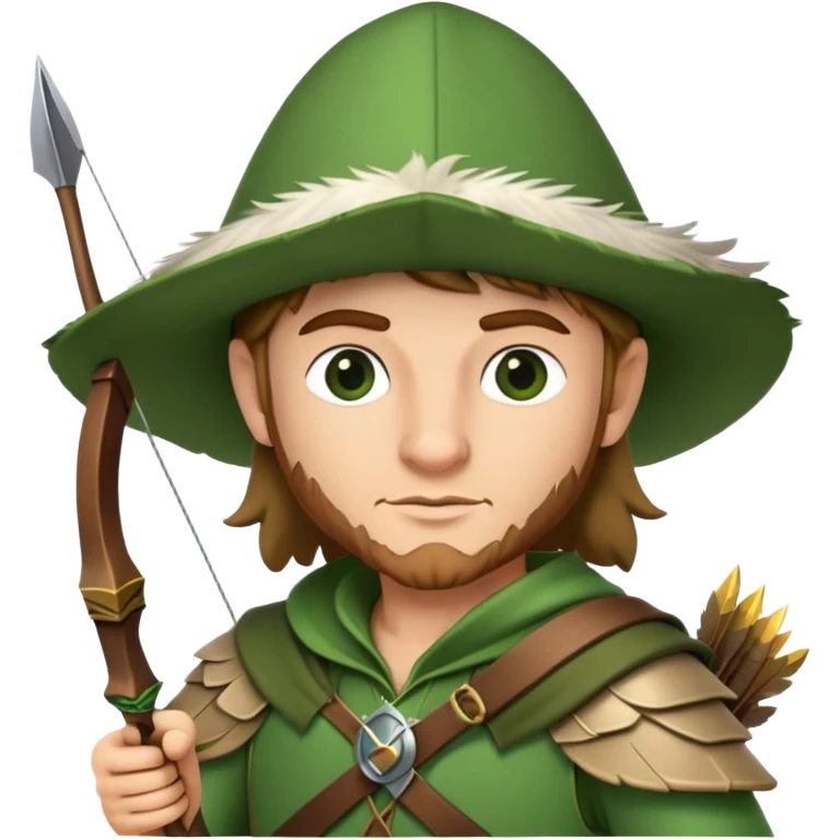 Robin Hood with bow and arrow wearing green outfit and feathered hat emoji