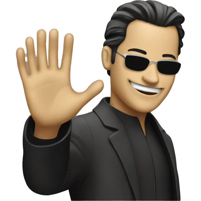 Neo from matrix waving emoji
