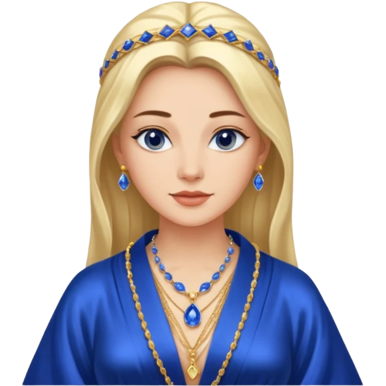 River Queen – sapphire necklace + silk robe emoji