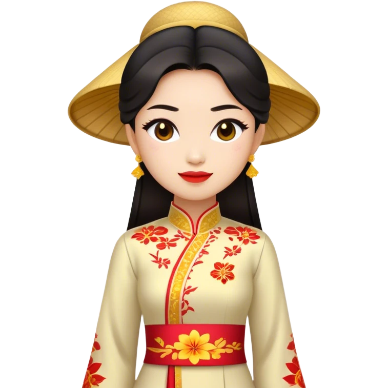 Cinematic Realistic Ao Dai Pop Culture Emoji, featuring an elegant portrayal of the traditional Vietnamese dress rendered with graceful textures and vibrant, cultural lighting. emoji