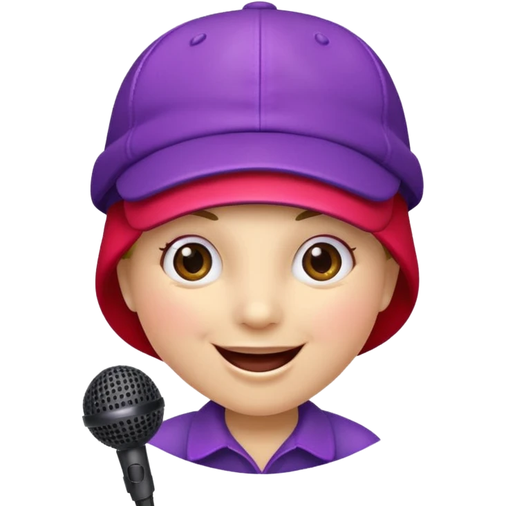  strawberry wearing purple cap, with mic emoji