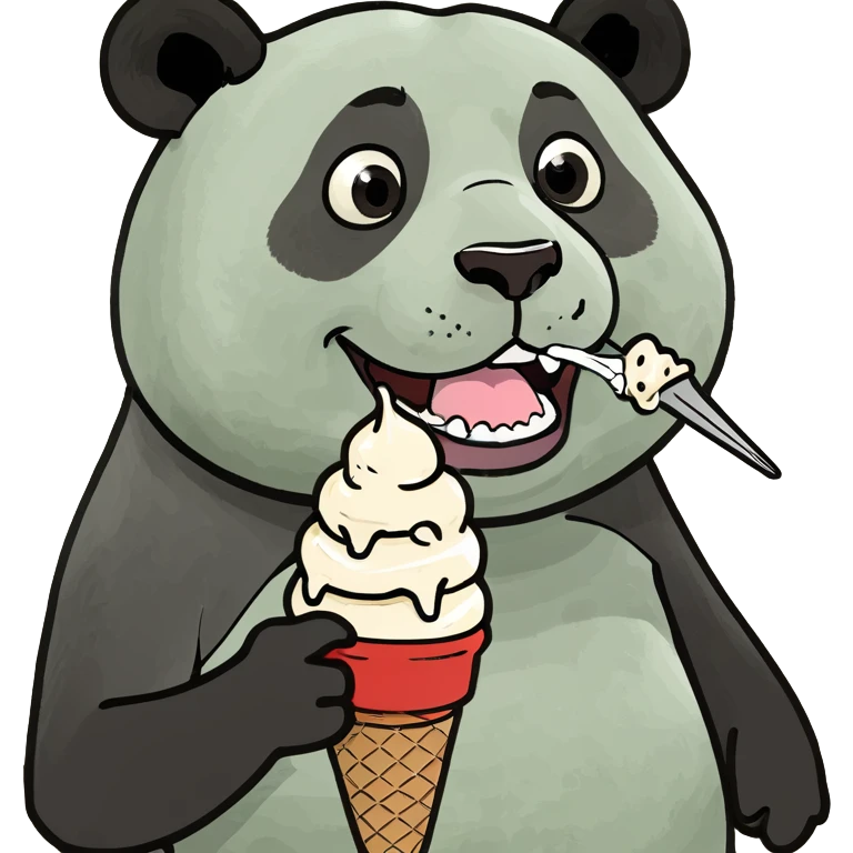 Panda eating ice cream emoji