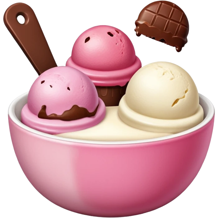 Neapolitan ice cream scoops in a bowl emoji