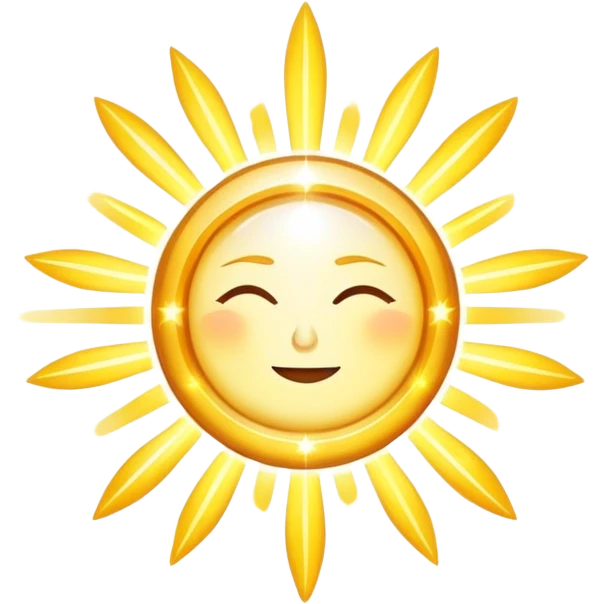 Mystical sun with celestial rays and ethereal 15-minute timer, sparkling light beams emoji