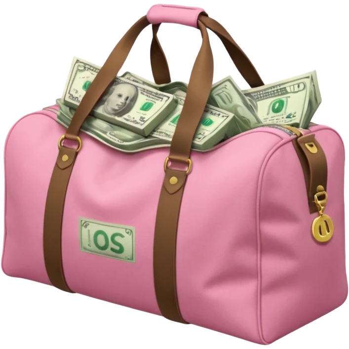  a pink duffle bag filled to the brim with cash emoji