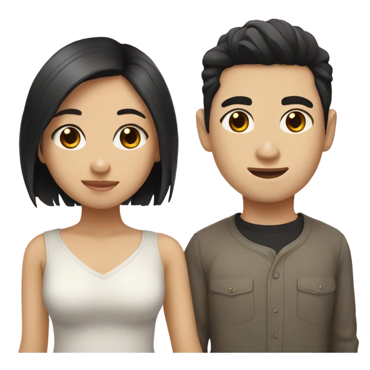 Asian girl with white skin and a boyfriend with dark hair light skin emoji