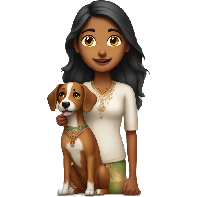 indian girl with dog emoji