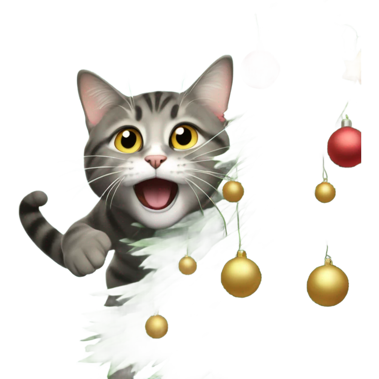 Cat attacking a Christmas tree  emoji