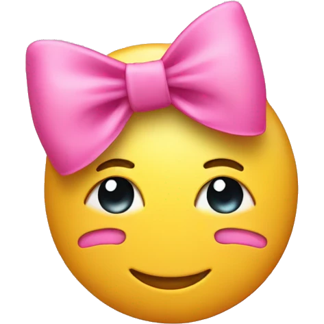 smiley calm face with a pink bow on the side of its face emoji