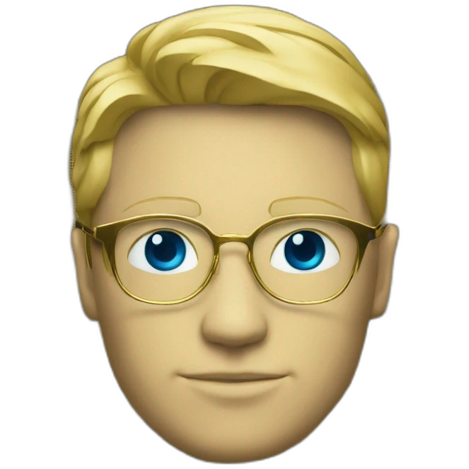 cyber security fellow with blue eyes gold color glasses border emoji