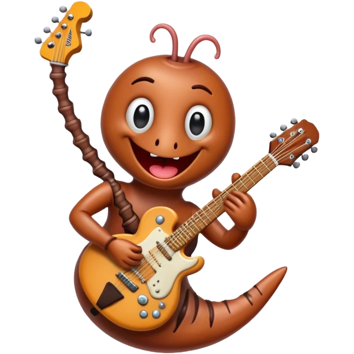 Earthworm with a guitar emoji