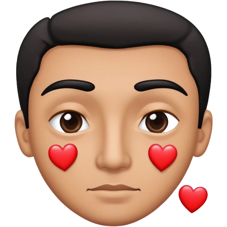 A man with black eyes and eyebrows in love, with hearts on his eyes. emoji